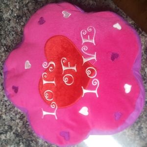 LOT OF LOVE pink & purple throw pillow w/tag and heart new made by DanDee